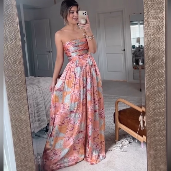 AMUR Kallia Silk Floral Strapless Jumpsuit - Picture 7 of 9